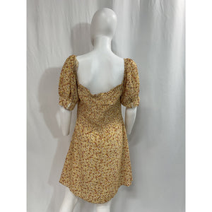 Faithfull The Brand 'Dulcia' Tan Bow Detail Mini Dress Size XL