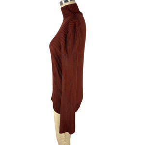 Chloé Ribbed Brick Turtleneck Sweater Size XL