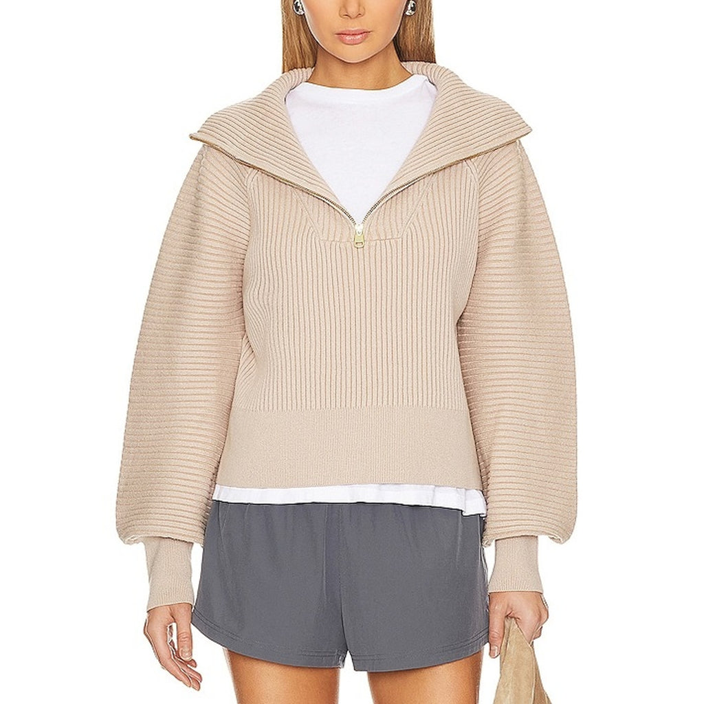 Varley 'Reid' Beige Viscose Half Zip Sweater Size XS