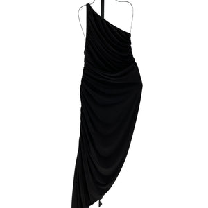 Norma Kamali Draped Black Diana One Shoulder Gown Size S