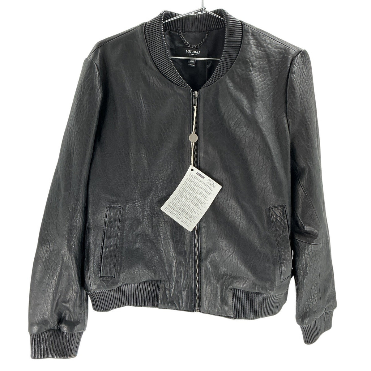 Muubaa Textured Black Bomber Jacket Size Uk 16 / US 12