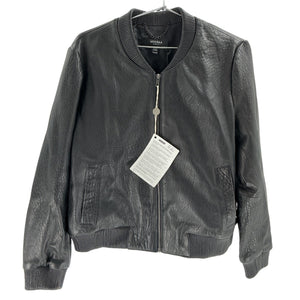 Muubaa Textured Black Bomber Jacket Size Uk 16 / US 12