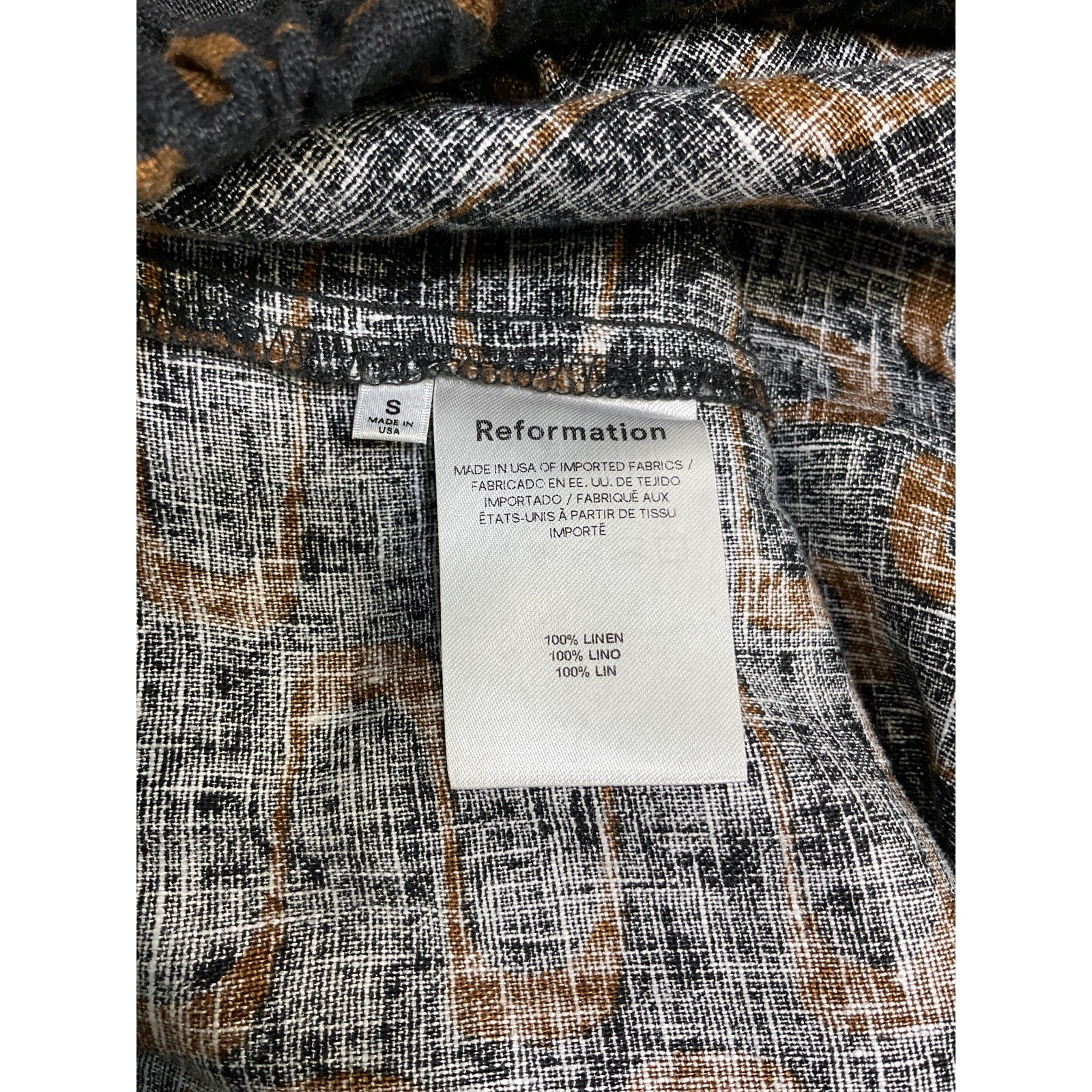Reformation 'Olina' Black Linen Pant Size S