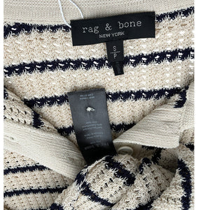 Rag & Bone Striped Beige Viola Polo Shirt Size SP