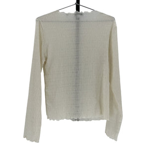 Vince Textured Beige Smocked Long Sleeve Blouse Size L