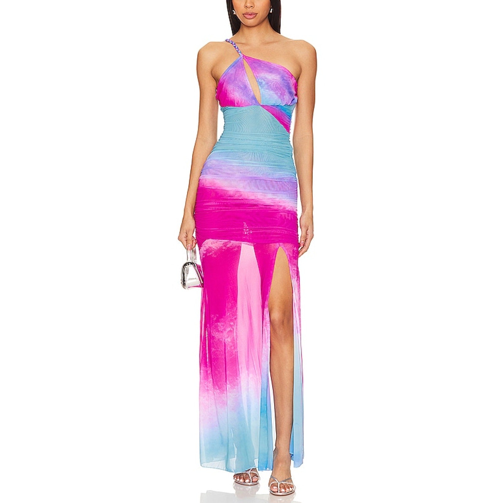 Rococo Sand 'Cloud' Pink One Shoulder Cut Out Maxi Dress Size XS - NWT