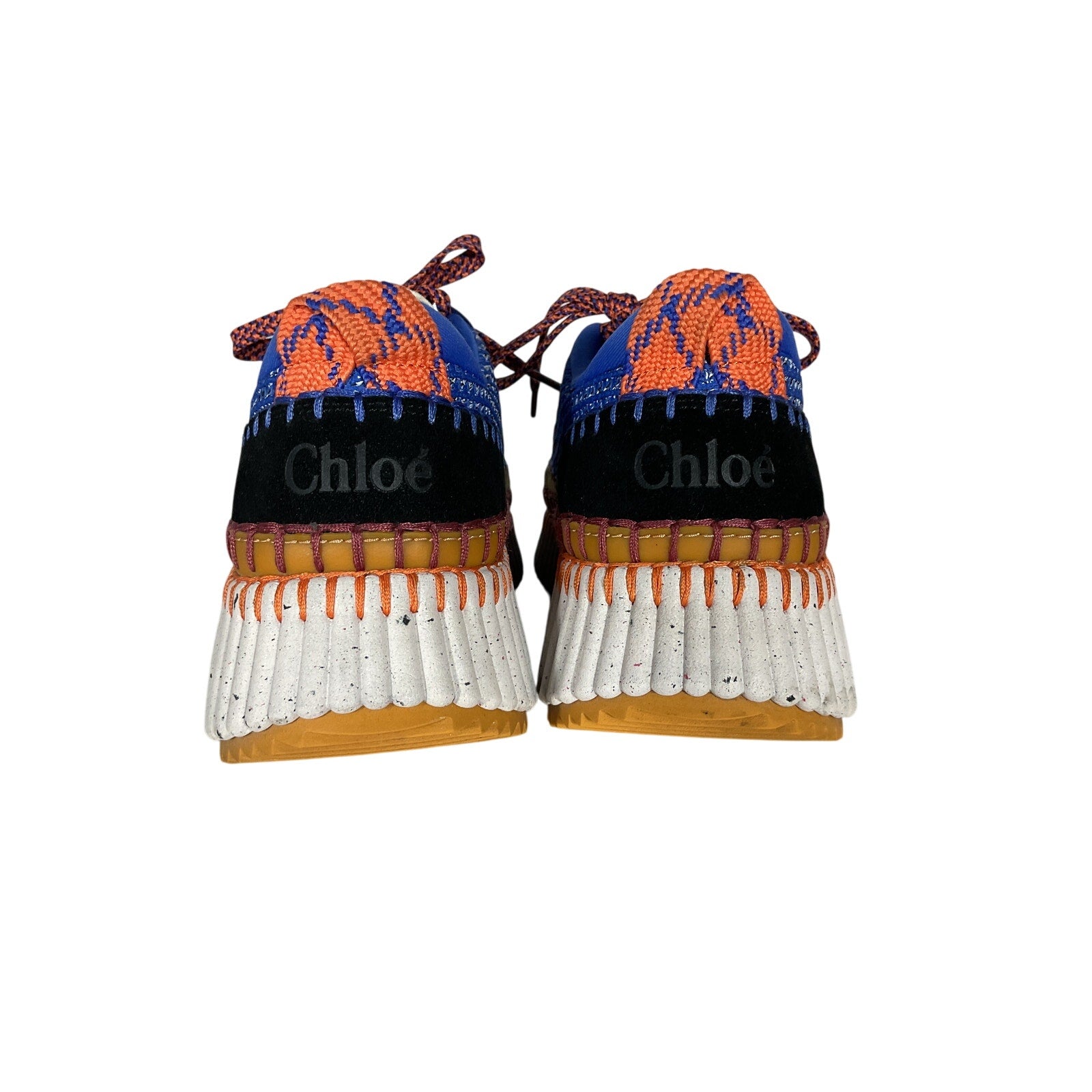 Chlo� 'Nama' Blue Polyester Mixed Media Platform Sneakers Size 10