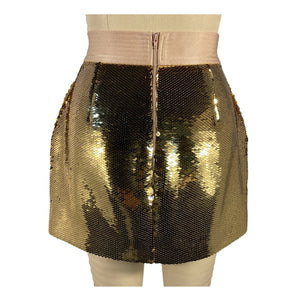 Alex Perry Sequin Gold Delon Mini Skirt Size US 4 / UK 8