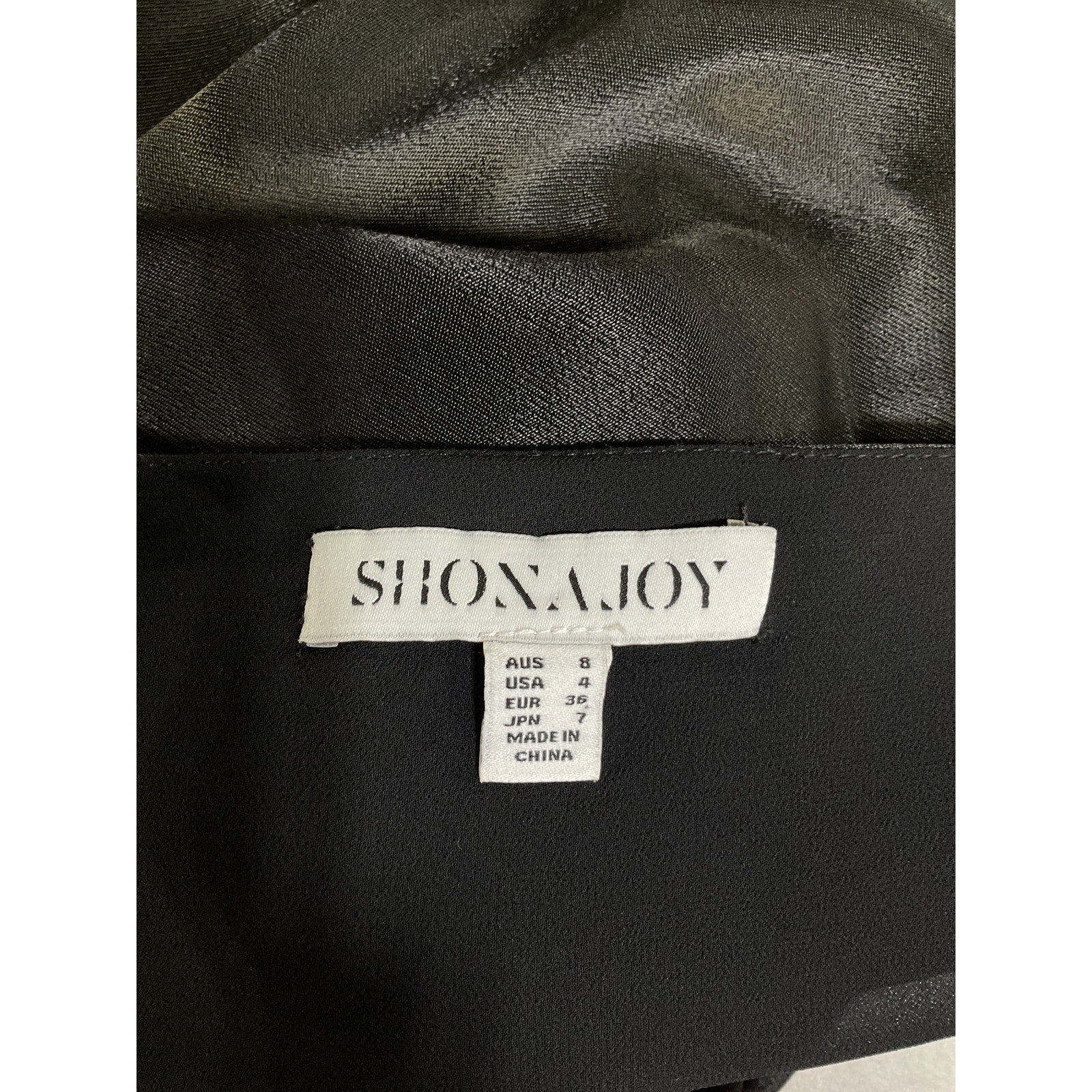 Shona Joy 'Thalia' Black Satin Midi Dress Size 4