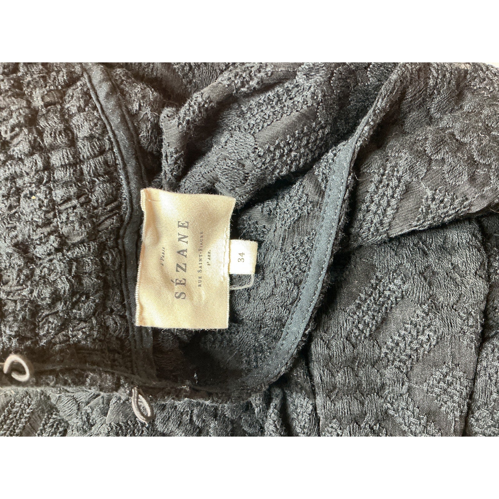 S�zane 'Shona' Black Cotton Blouse Size 34