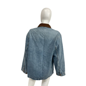 Dôen 'Pascual' Blue Cotton Corduroy-Trimmed Denim Jacket Size XS