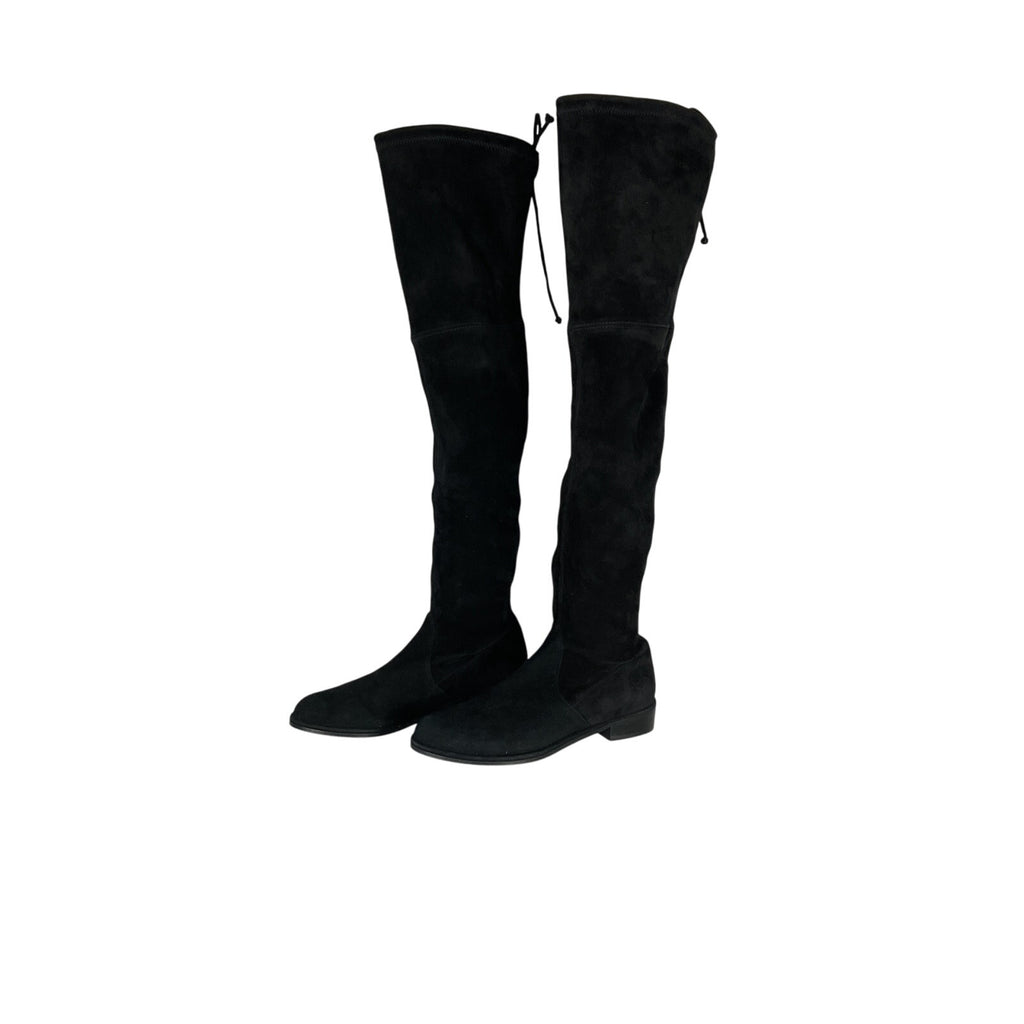 Stuart Weitzman 'Lowland' Black Leather Suede Thigh-High Boots Size 7.5