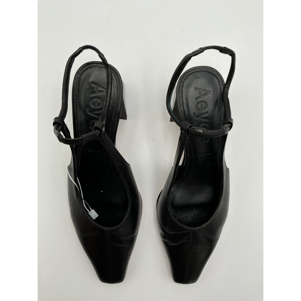 Aeyde 'Polly' Black Leather Slingback Pumps Size 5.5