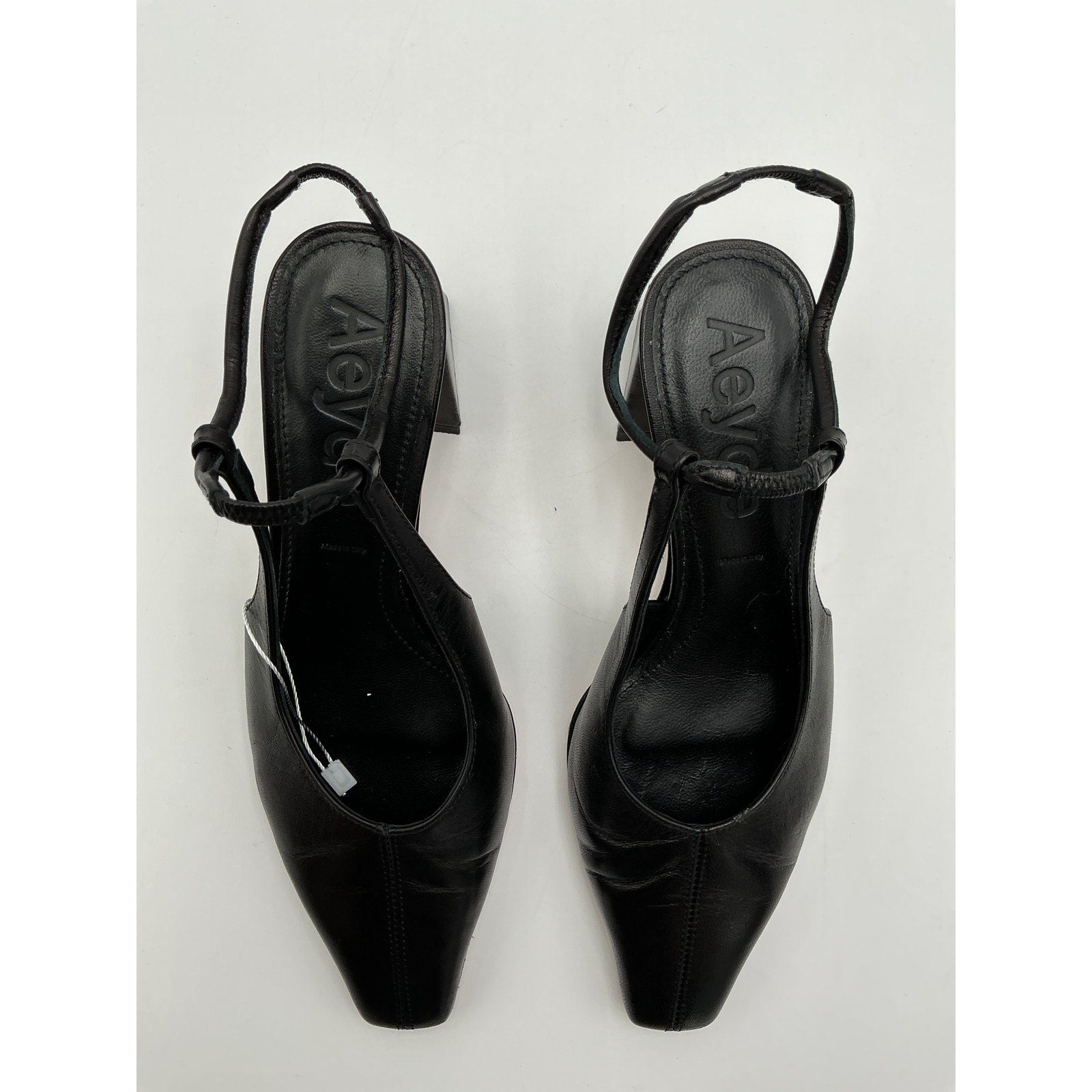 Aeyde 'Polly' Black Leather Slingback Pumps Size 5.5