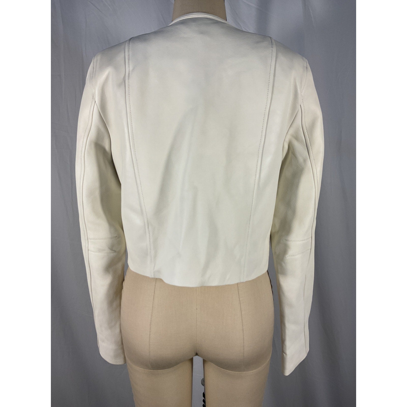 Loveshackfancy 'Xander' White Leather Cropped Leather Jacket Size 4 - NWT