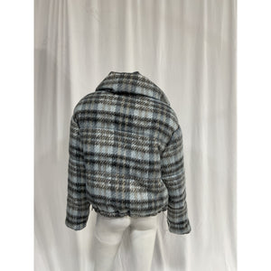 Apparis 'Josh' Blue Qulited Plaid Faux Fur Jacket Size S