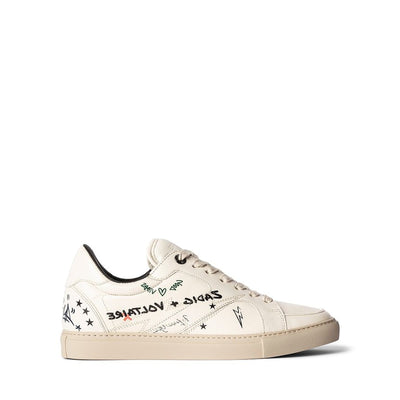 Zadig & Voltaire 'Board Crush Serigraphy' White Lace Up Sneakers Size 7