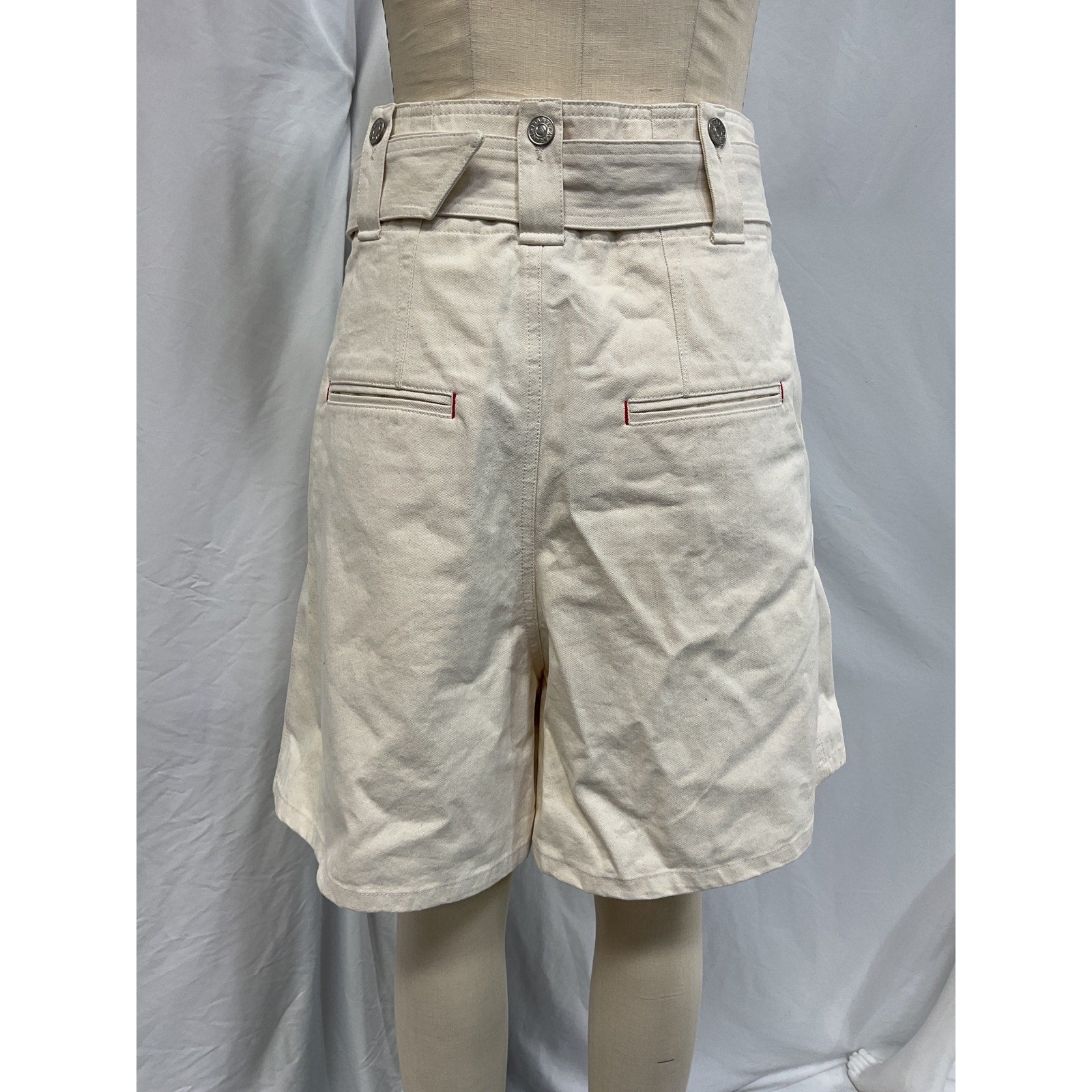 Isabel Marant 'Delilaz' White Cotton Belted Twill Shorts Size 36