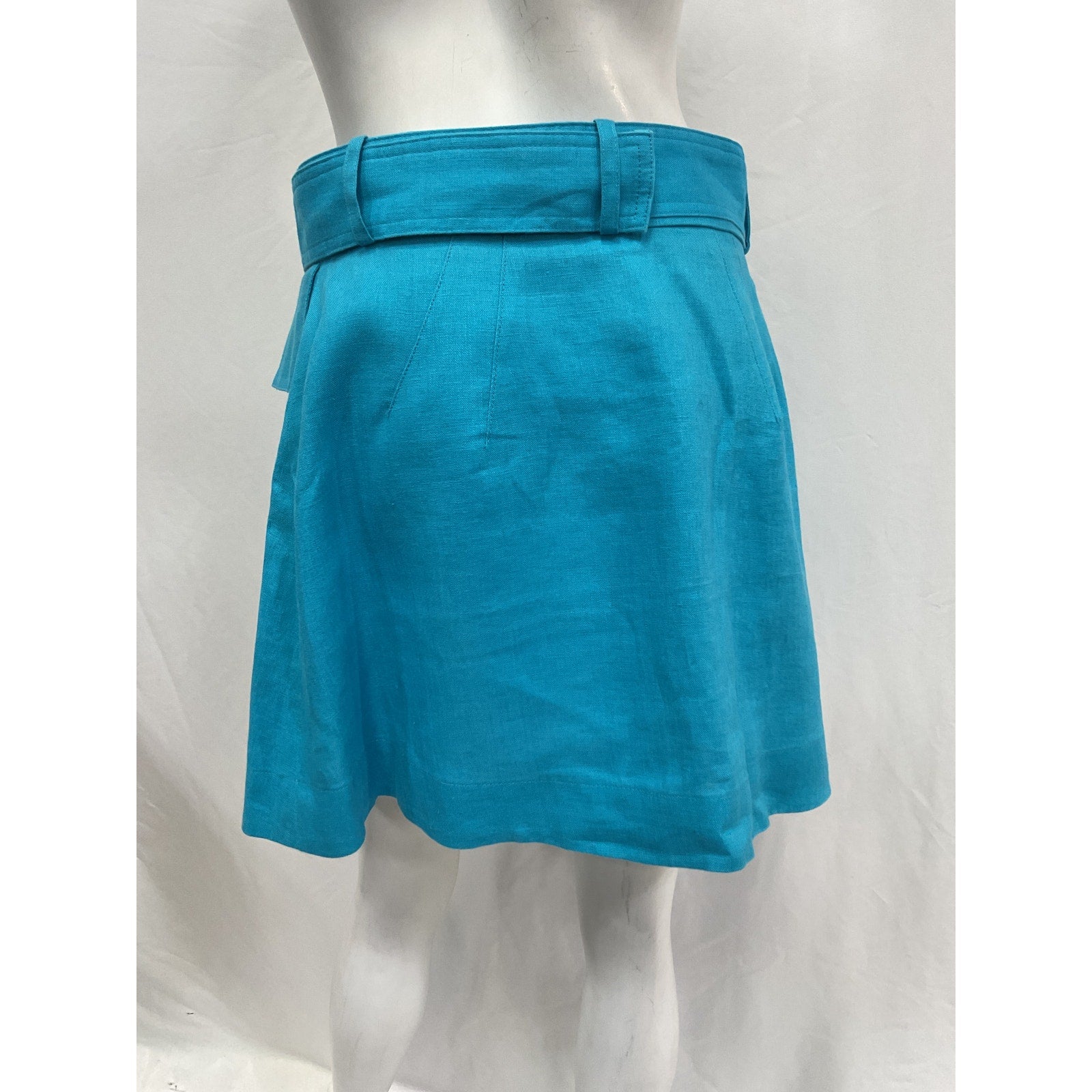 Matthew Bruch Cargo Blue Linen Mini Skirt Size 4