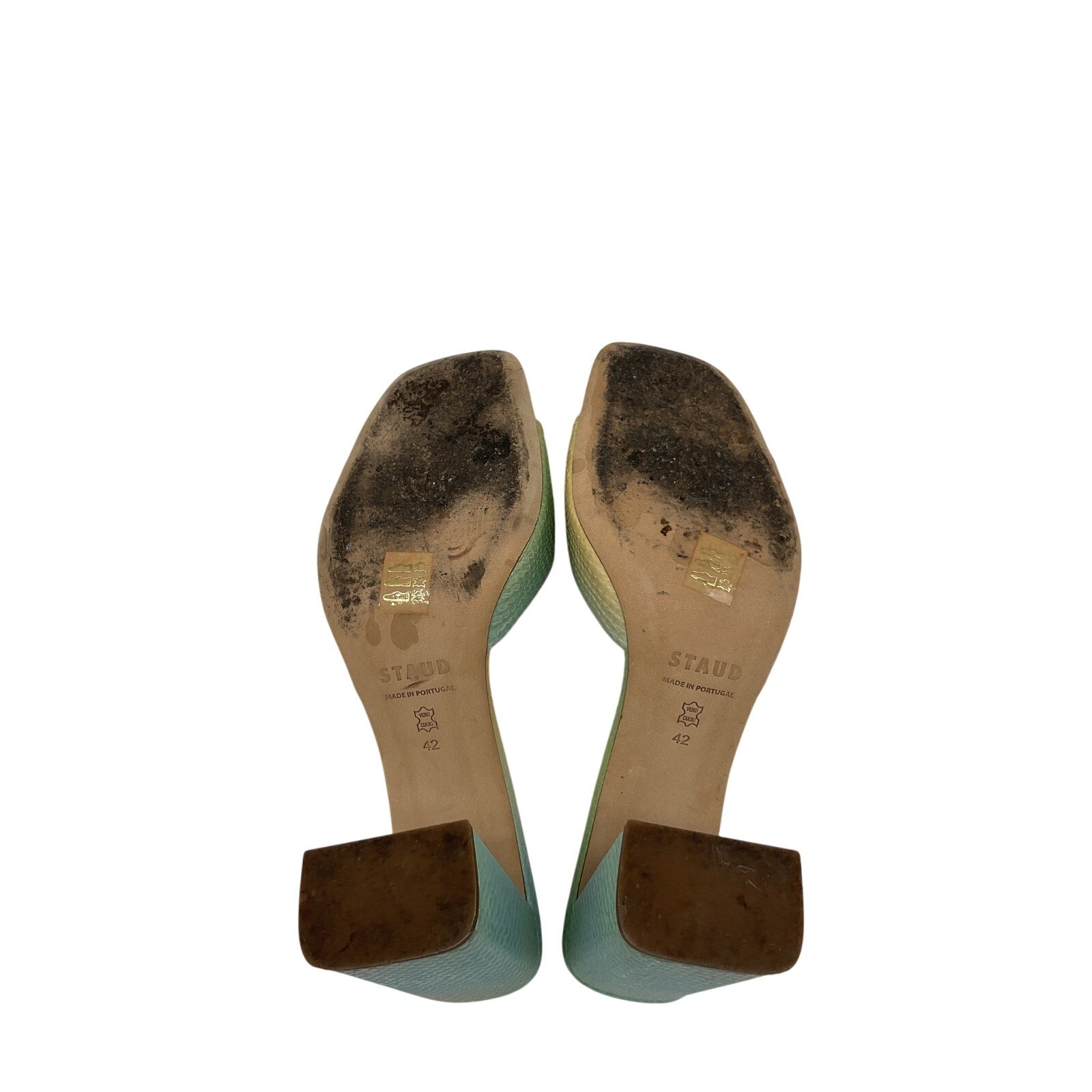 Staud 'Sloane' Blue Leather Heeled Sandals Size 12