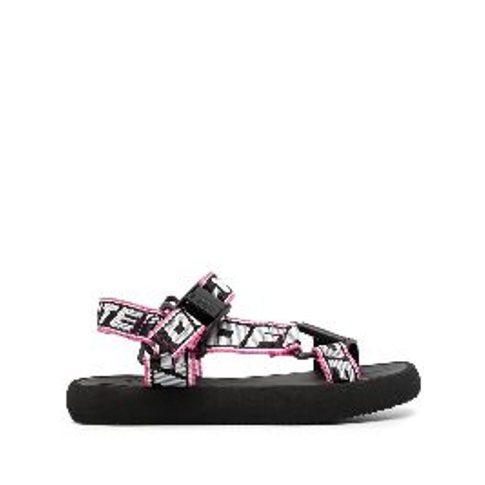 Valenti 'Trek' Black Logo-Strap Sandals Size 8
