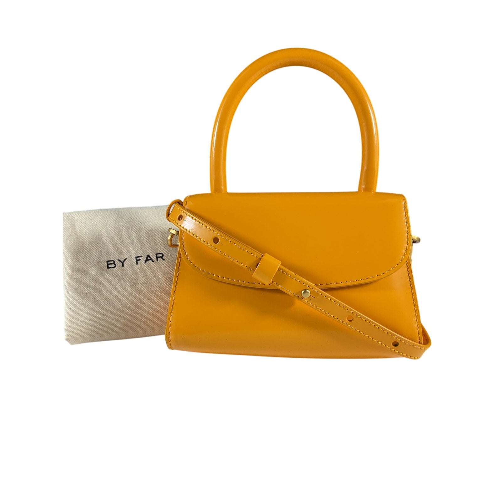 By Far Mini Semi Yellow Leather Bag