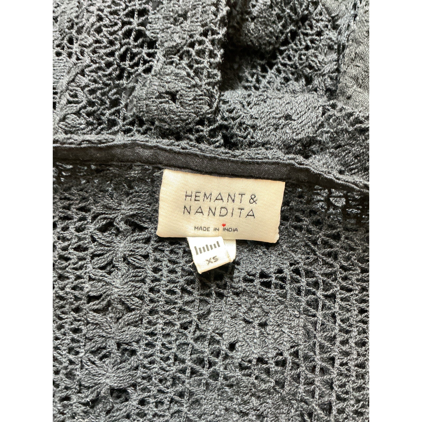 Hemant And Nandita 'Juhi' Black Cotton Mini Dress Size XS