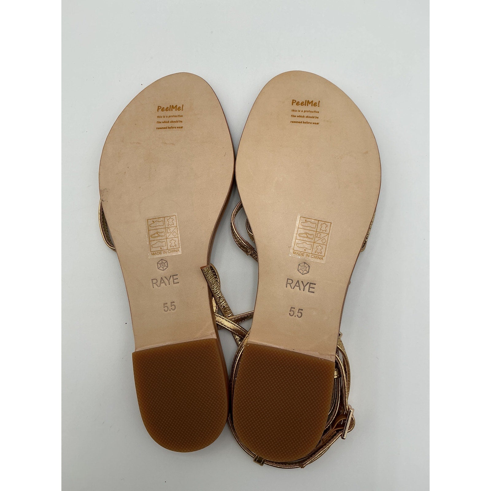 Raye 'Void' Gold Leather Sandal Size 5.5