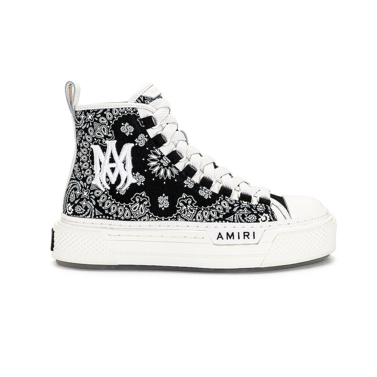 Amiri Patterned Black And White Bandana Court High Top Sneakers Size EU 38 / US 8