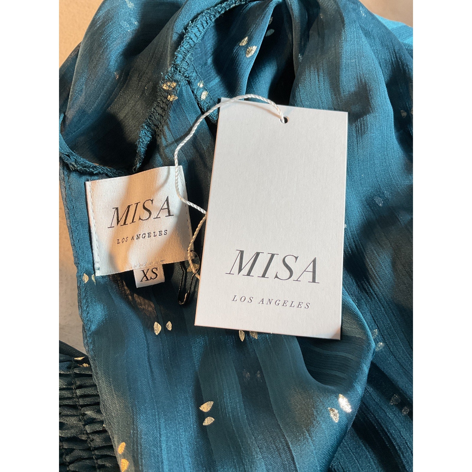 Misa Los Angeles 'Saffie' Blue Mockneck Mini Dress Size XS