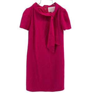 Carolina Herrera Elegant Cerise Pink Tie Boat Neck Mini Dress Size 2