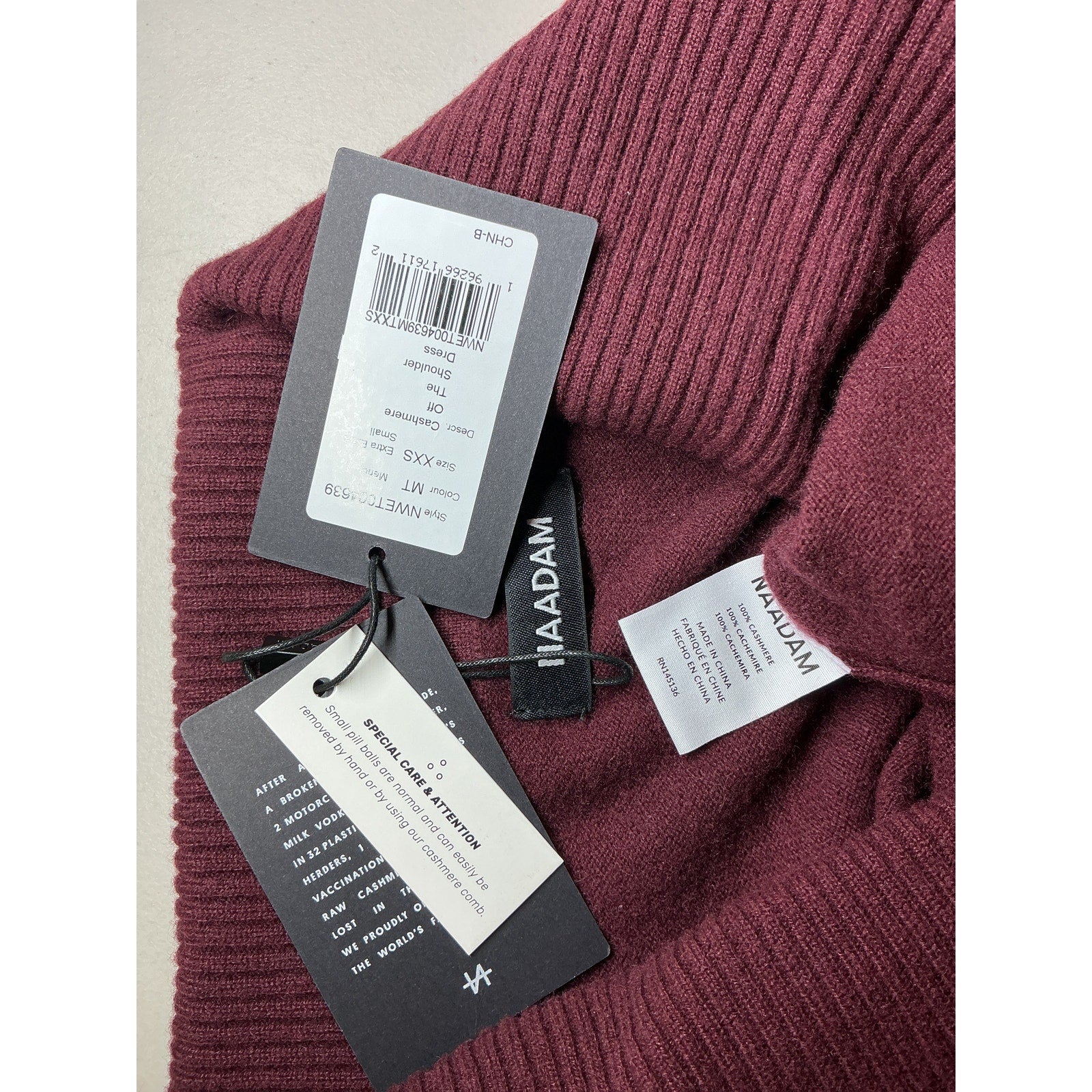 Naadam 'Signature' Pink Cashmere Cashmere Off The Shoulder Dress Size XXS - NWT
