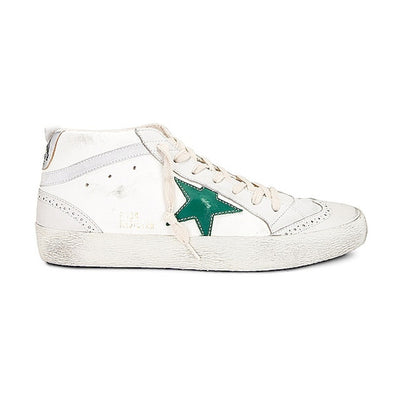 Golden Goose Distressed Cream Green Silver Mid Star Sneakers Size 38 EU / 8 US