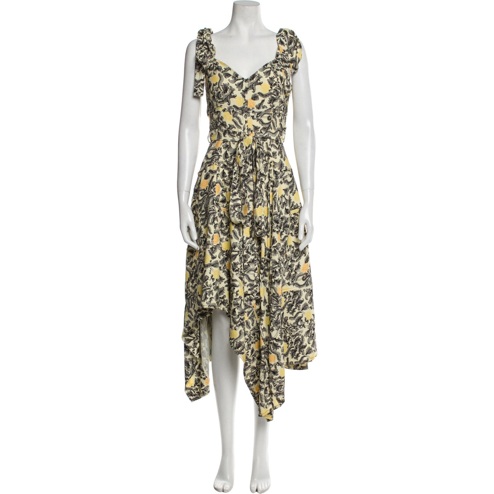 Proenza Schouler Yellow Printed Long Dress Size 4