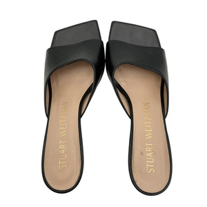 Stuart Weitzman Sleek Black Tia 75 Mules Size 8.5
