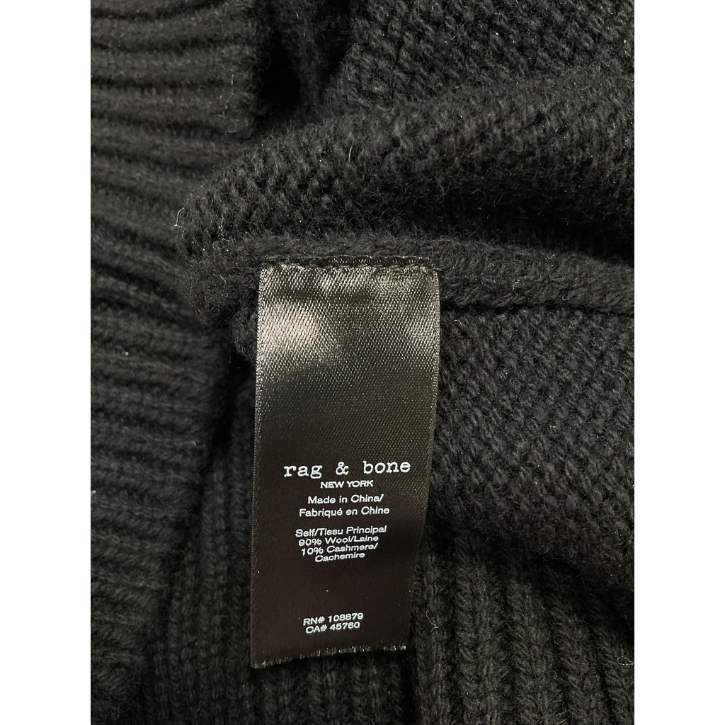 Rag & Bone 'Danica' Black Wool Wool-Cashmere Polo Sweater Size XS