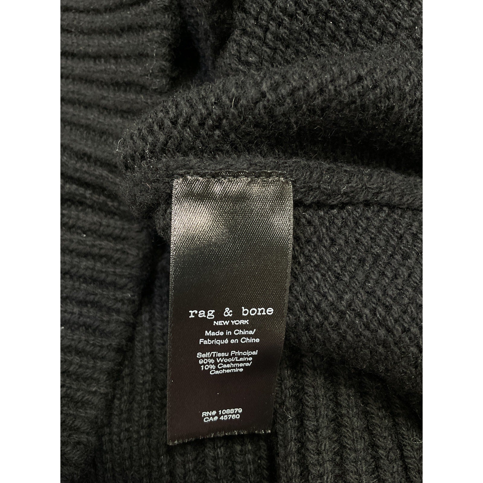 Rag & Bone 'Danica' Black Wool Wool-Cashmere Polo Sweater Size XS