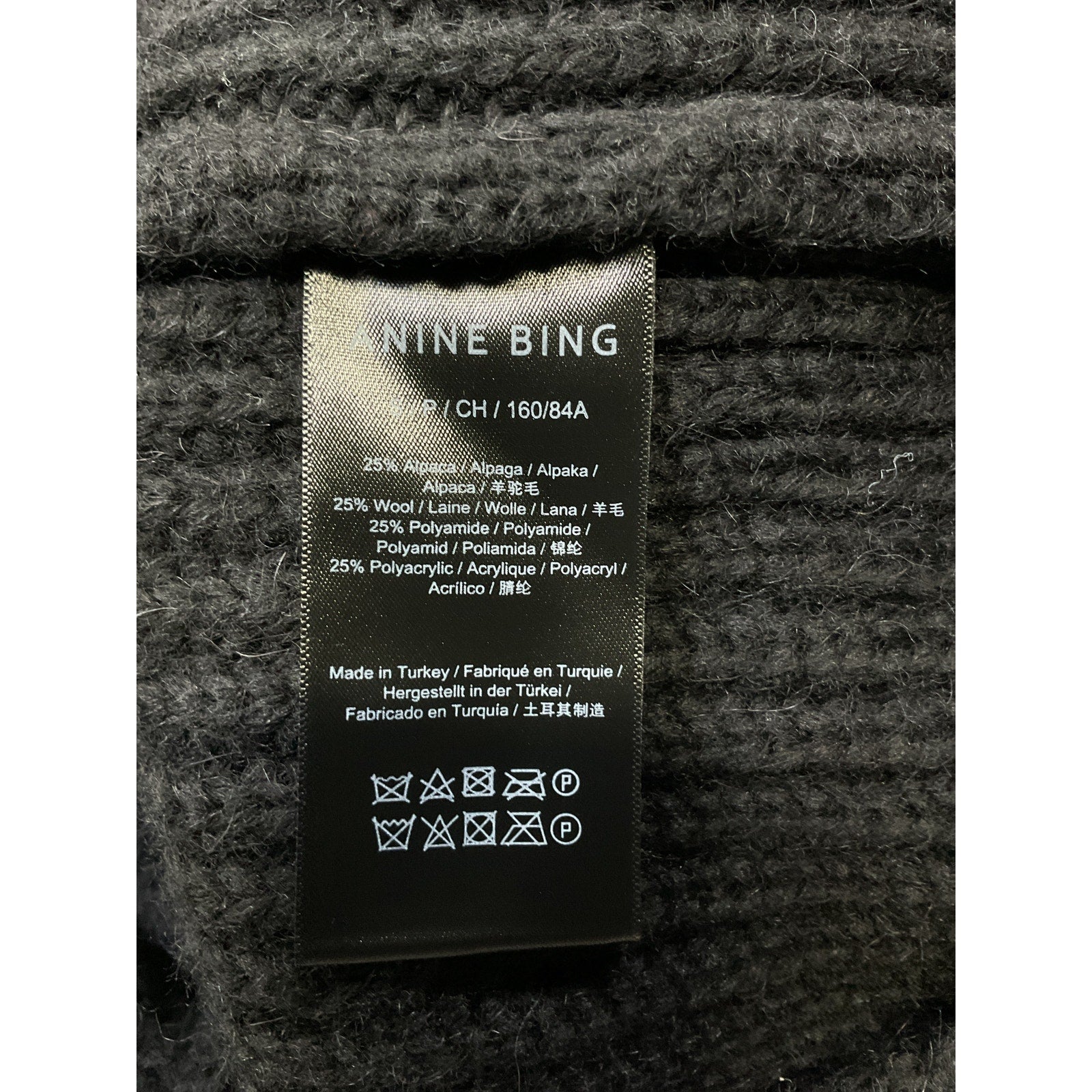 Anine Bing 'Sydney' Black Alpaca Sweater Size S