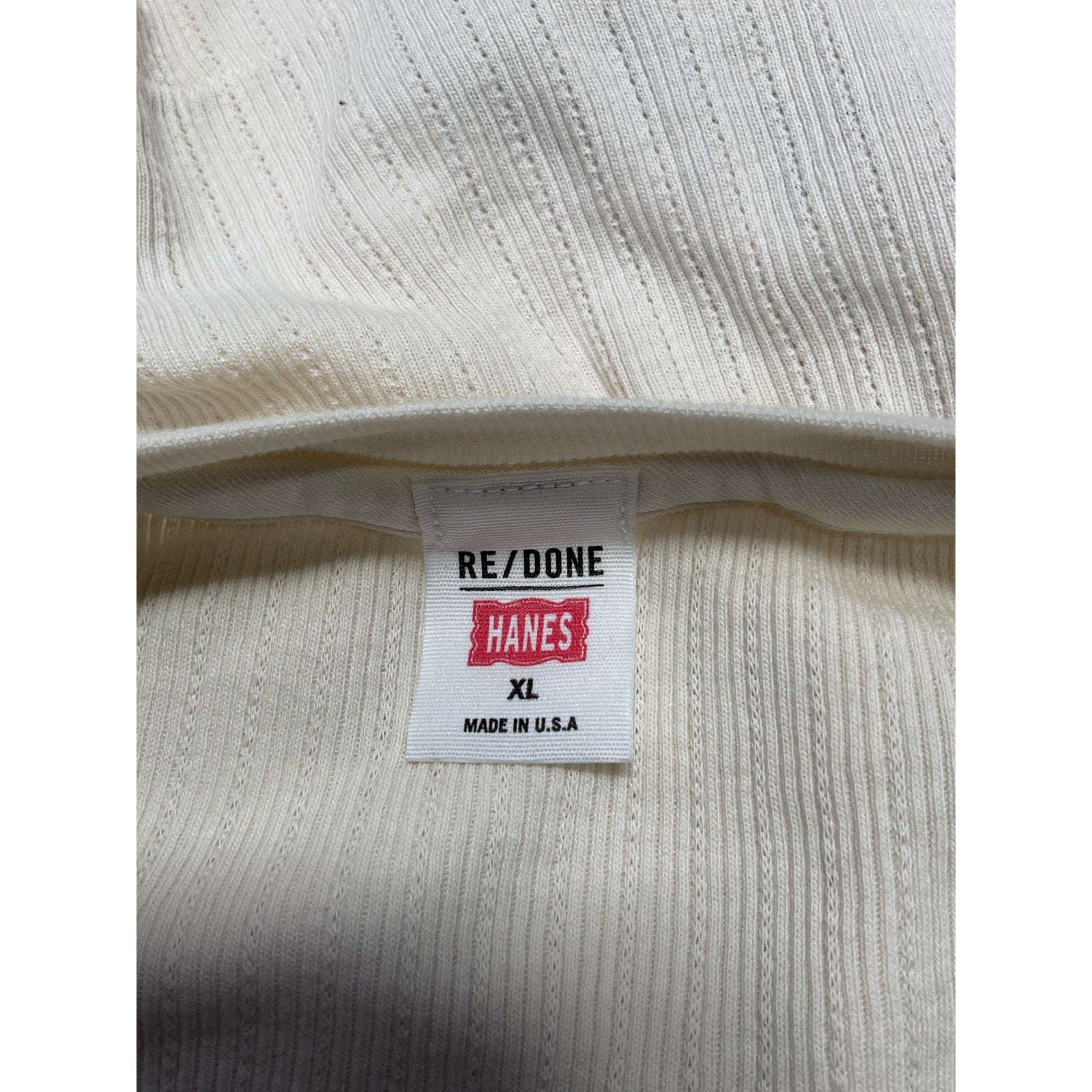 Re/Done '90S' Vintage White Cotton Baby Tee Size XL