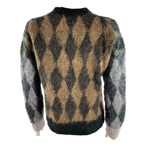 Allsaints Fuzzy Coffee Multi Diamond Crew Neck Sweater Size S
