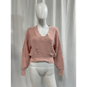 Retrofête 'Syd' Pink Cotton V Neck Sweater Size XS
