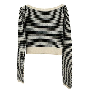 Reformation Cozy Multicolor Boatneck Cropped Sweater Size L