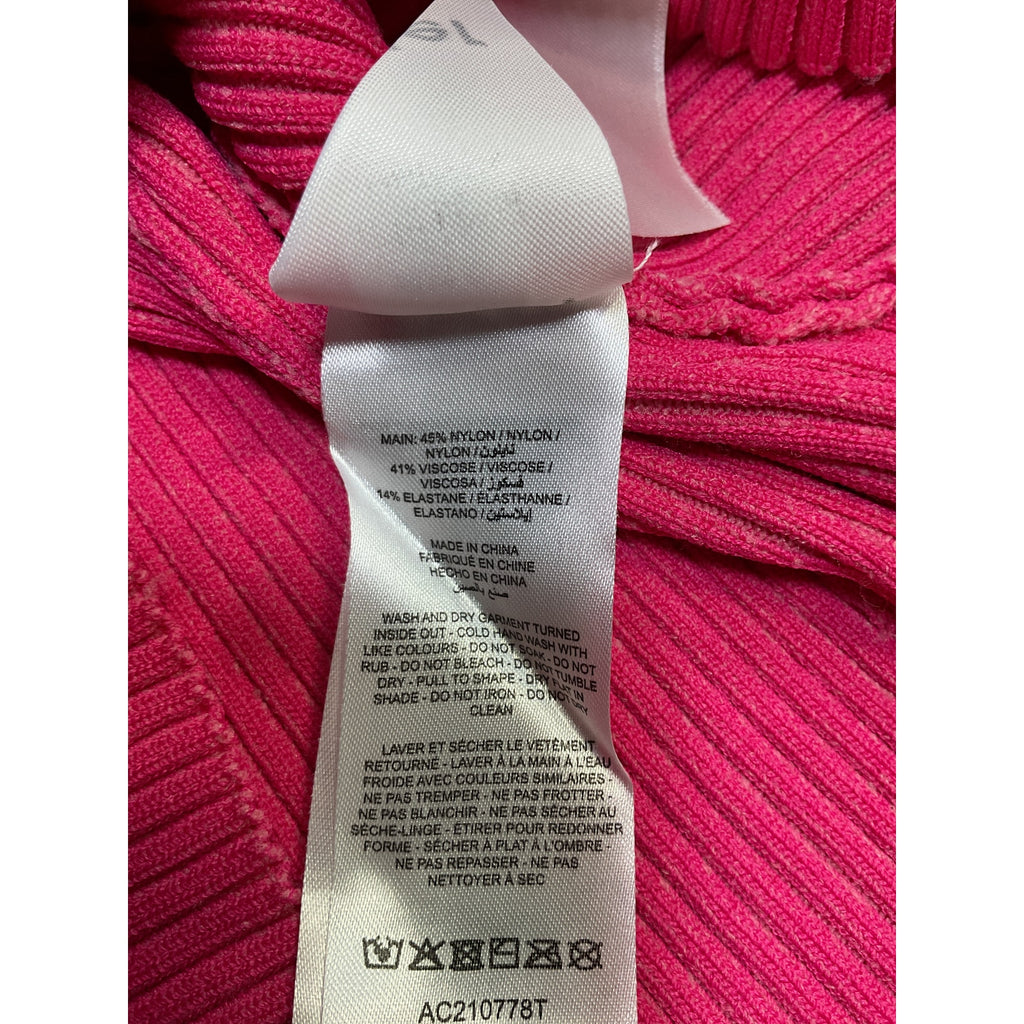 Acler 'Sanders' Pink Nylon Skivvy Rib-Knit Sweater Size 2