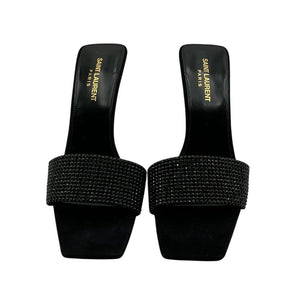 Saint Laurent Embellished Black Lucky Evening Mules Size 38.5 EU / US 8.5