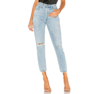 Agolde Distressed Blue Jamie High Rise Denim Jeans Size 28