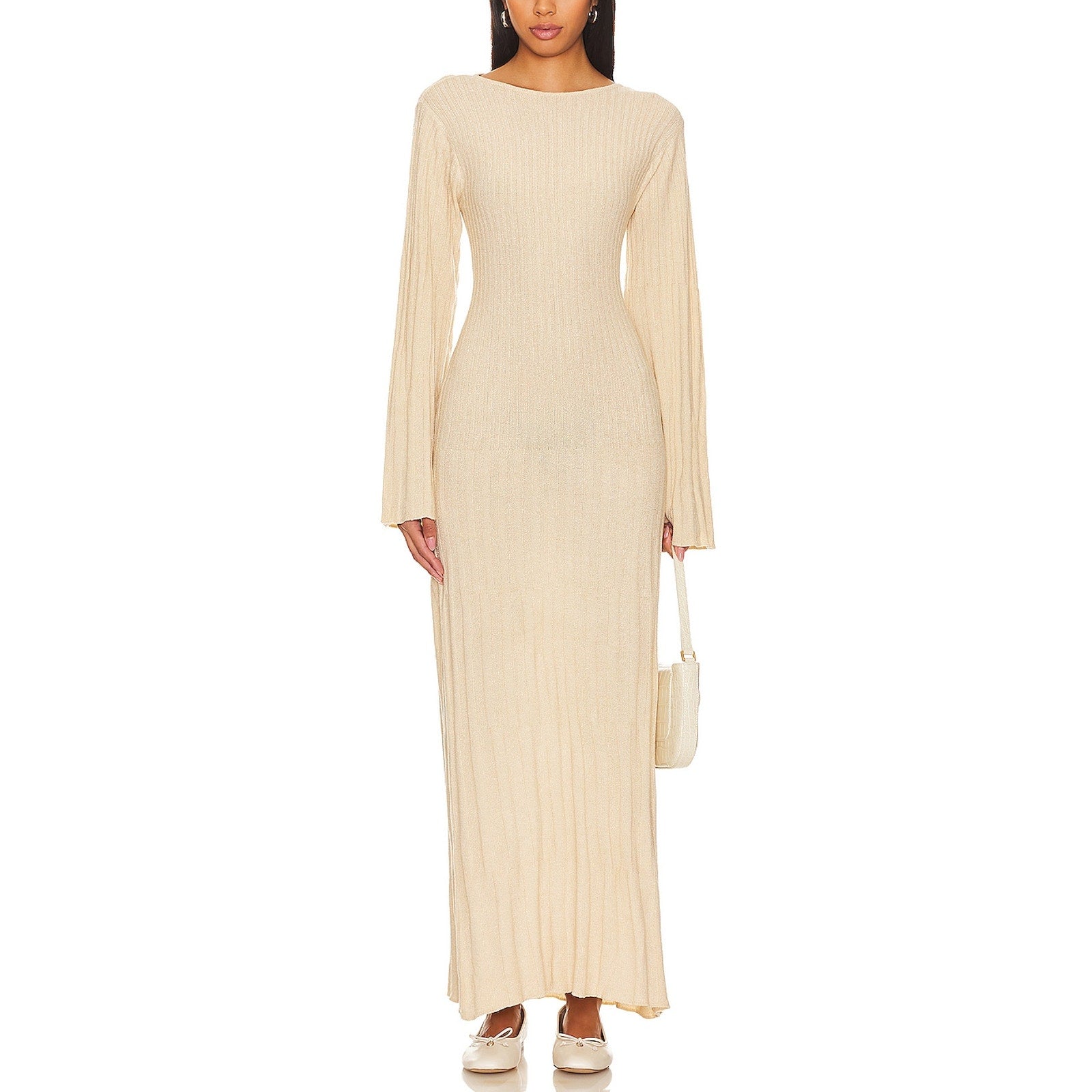Faithfull The Brand 'Serafia' Beige Maxi Dress Size S