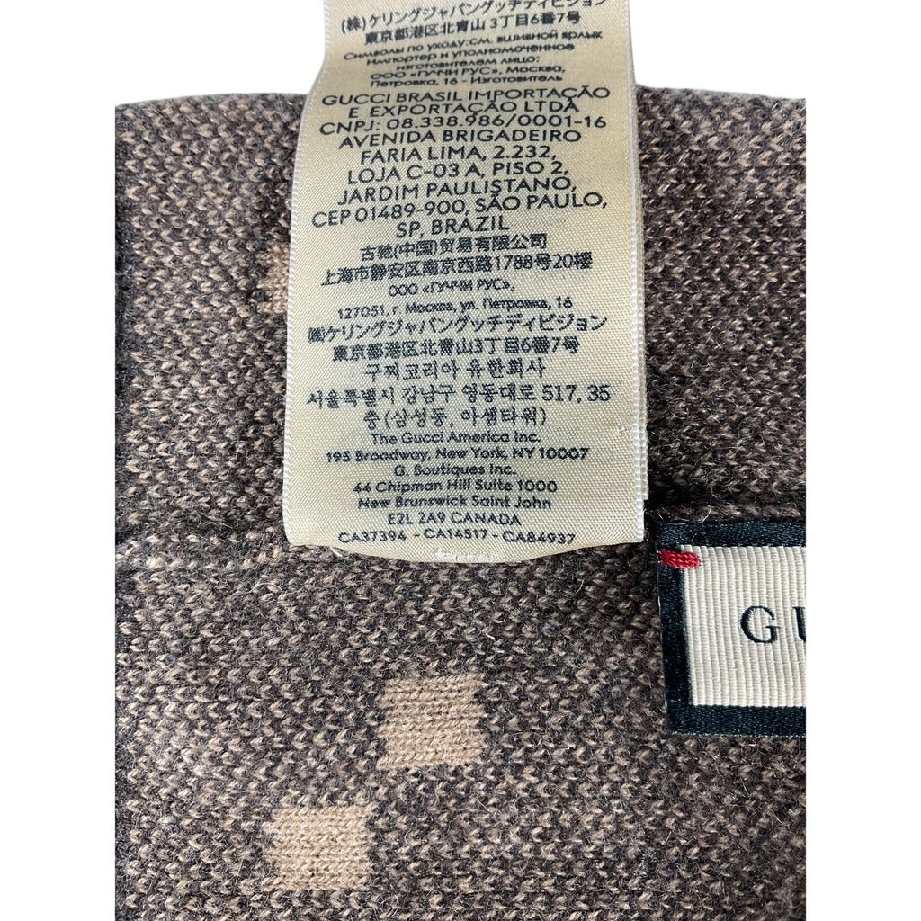 Gucci 'Gg' Brown Cashmere Hat Size M