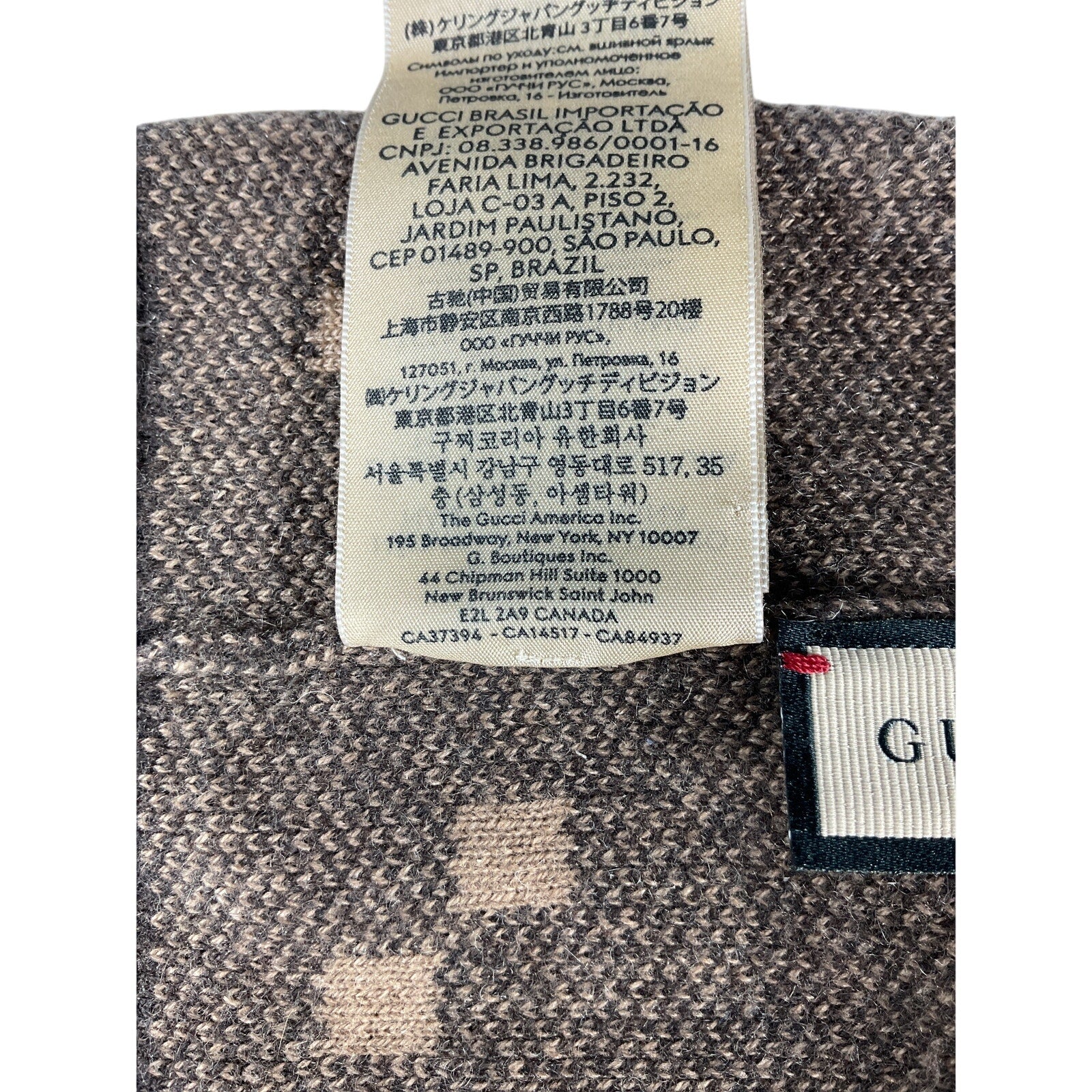 Gucci 'Gg' Brown Cashmere Hat Size M