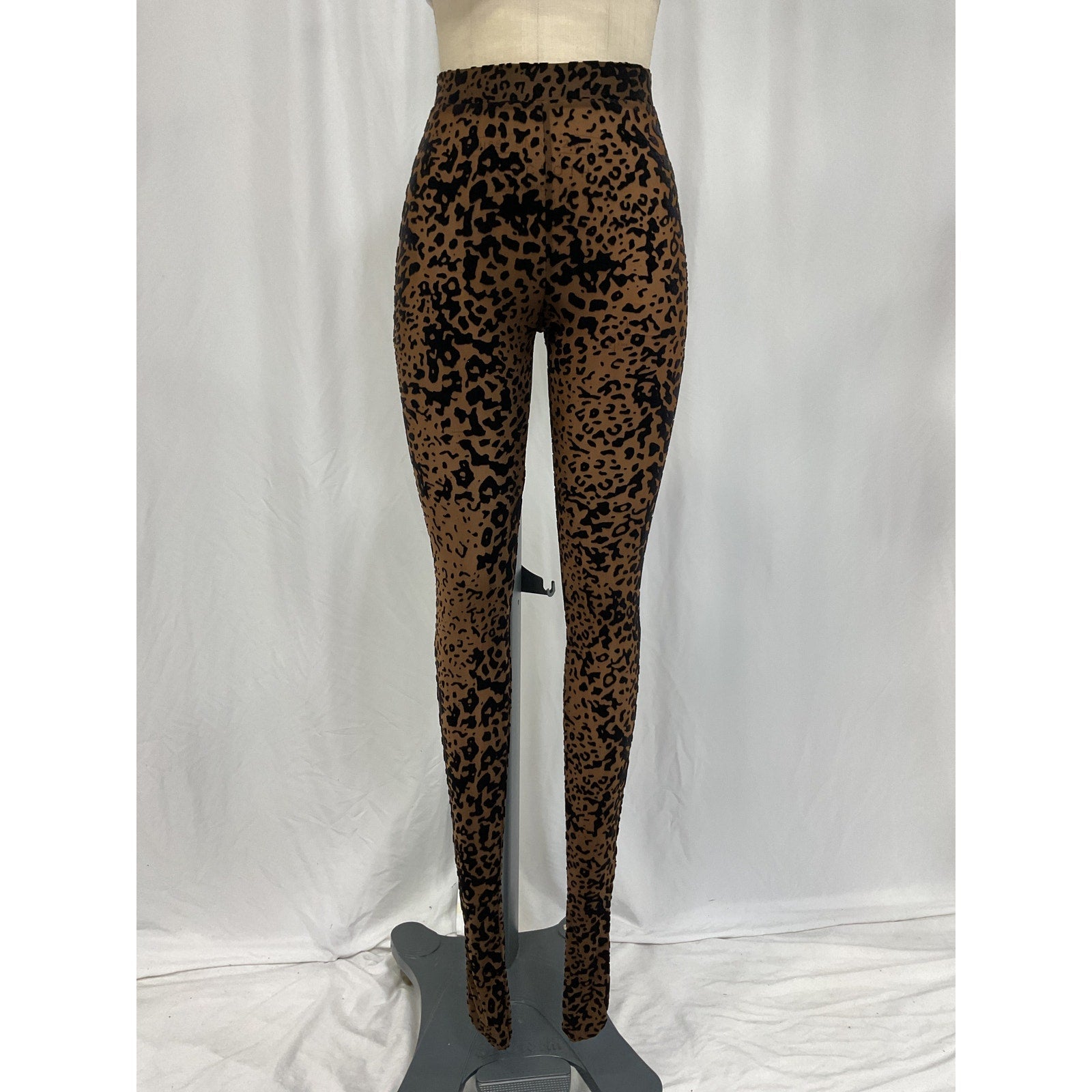 Alex Perry Leopard Burnout Brown Polyester Mesh Stocking Size 6