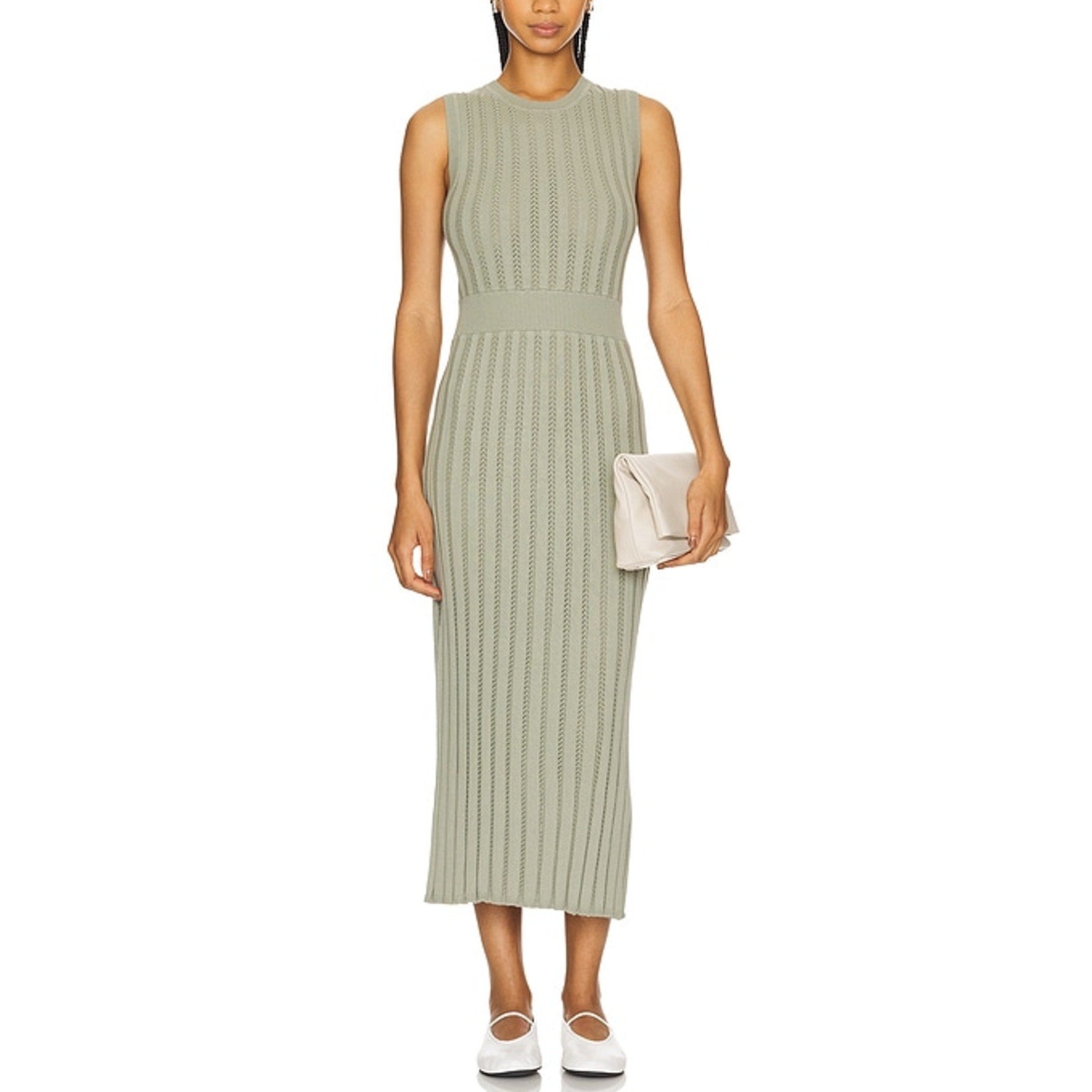 Varley 'Florian' Green Cotton Midi Dress Size M